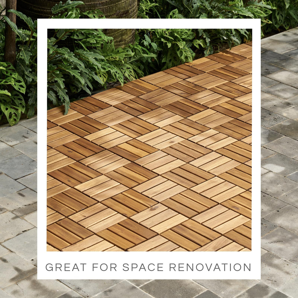 THYOI indoor-outdoor deck tiles suit balconies, patios, bathrooms.