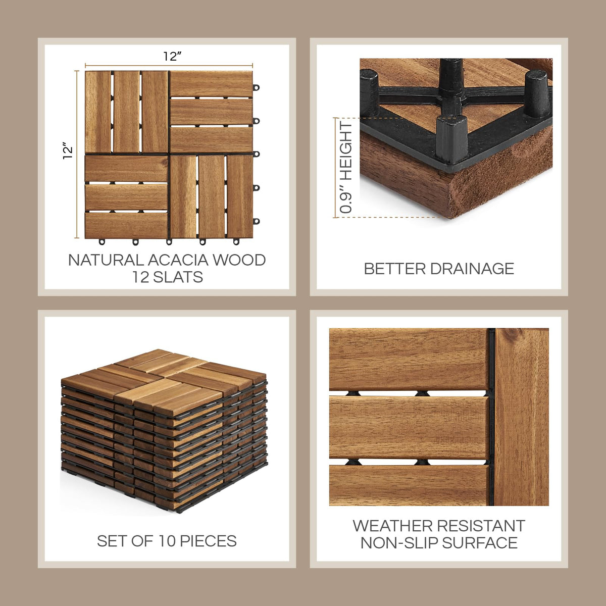 THYOI interlocking deck tiles demonstrate seamless patio installation.