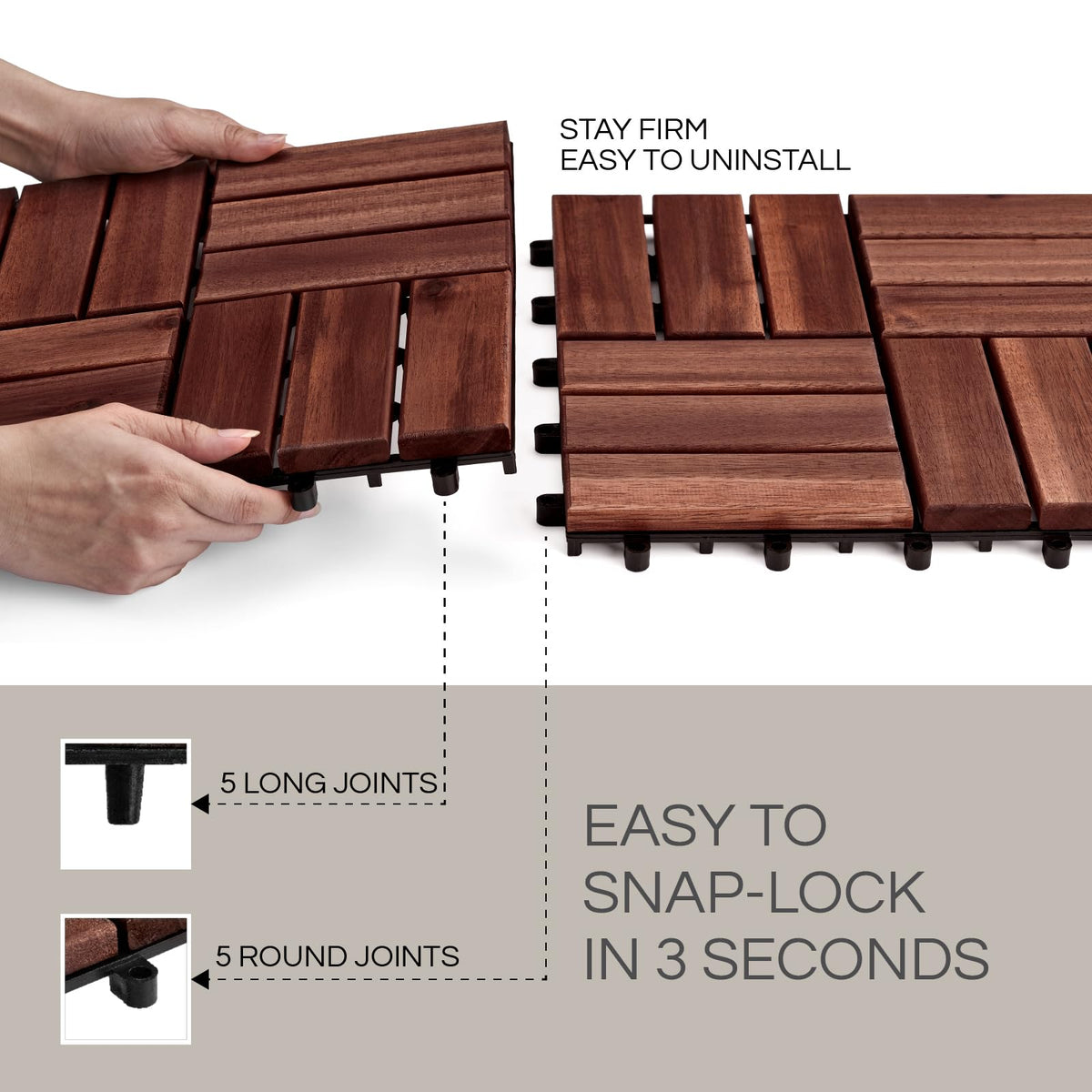 THYOI outdoor deck tiles install easily without heavy tools for quick layouts.