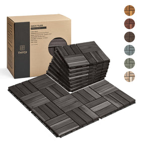 THYOI premium deck tiles in acacia wood, top view for durable outdoor flooring
