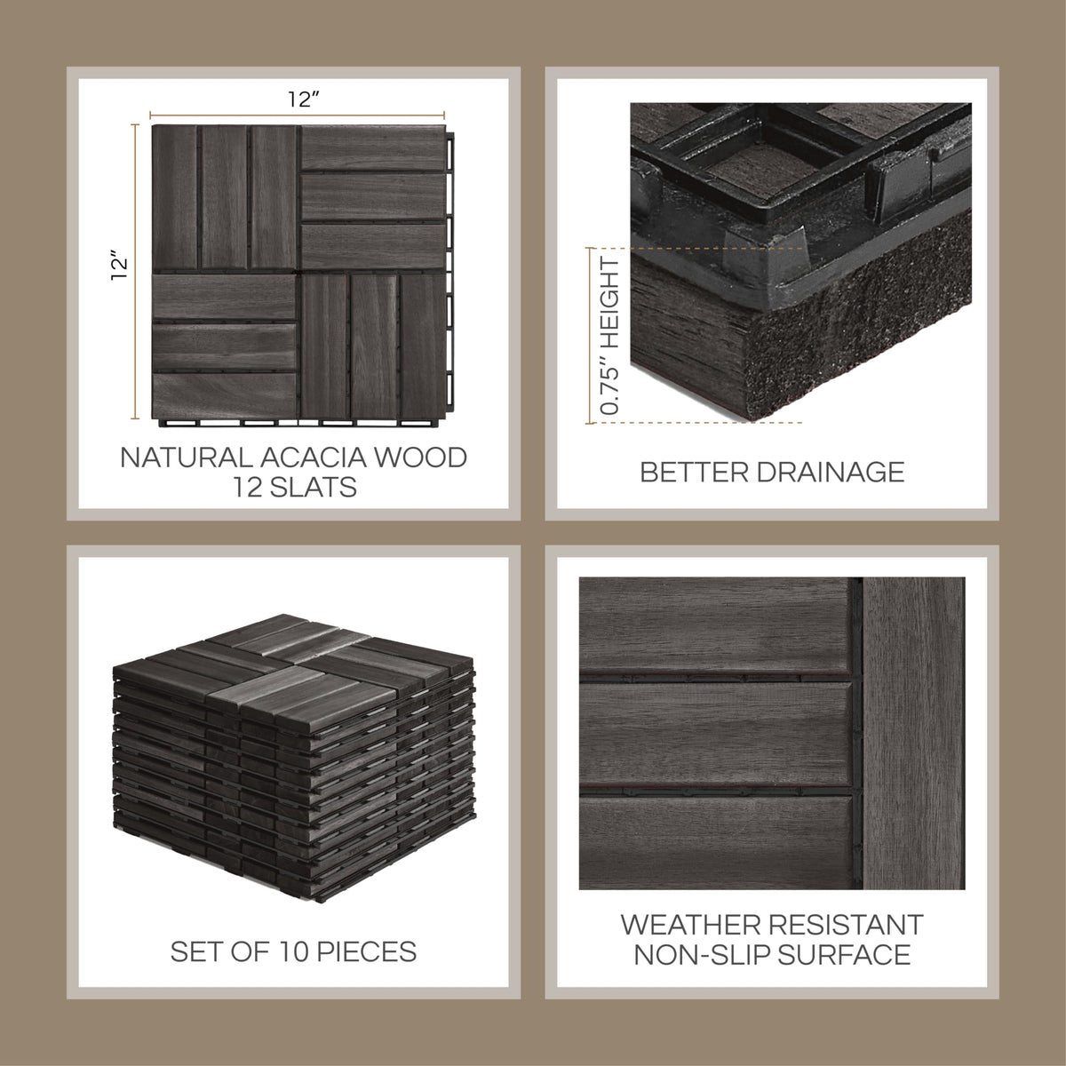 THYOI deck tiles drainage slots show rainwater runoff for dry surfaces