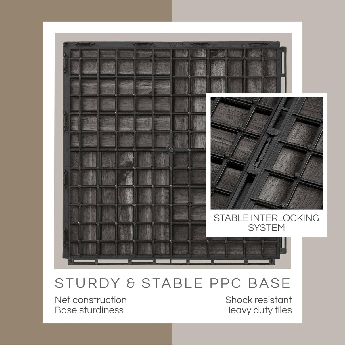 THYOI interlocking joints snap-lock system for fast tool-free installation on patios