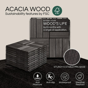 THYOI acacia deck tiles around a pool highlight non-slip grooves