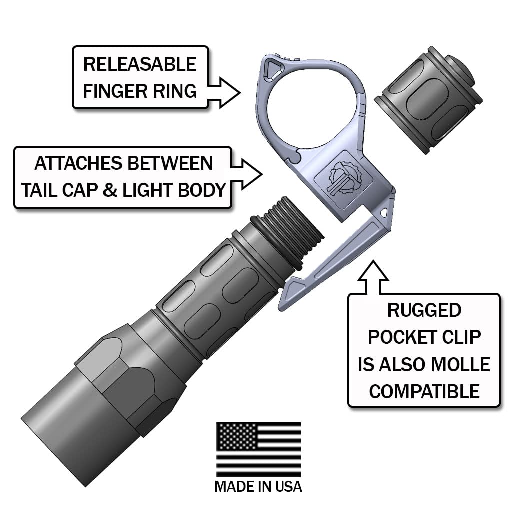 Thyrm SwitchBack Large 2.0 ring uses non-conductive polymer pocket clip.