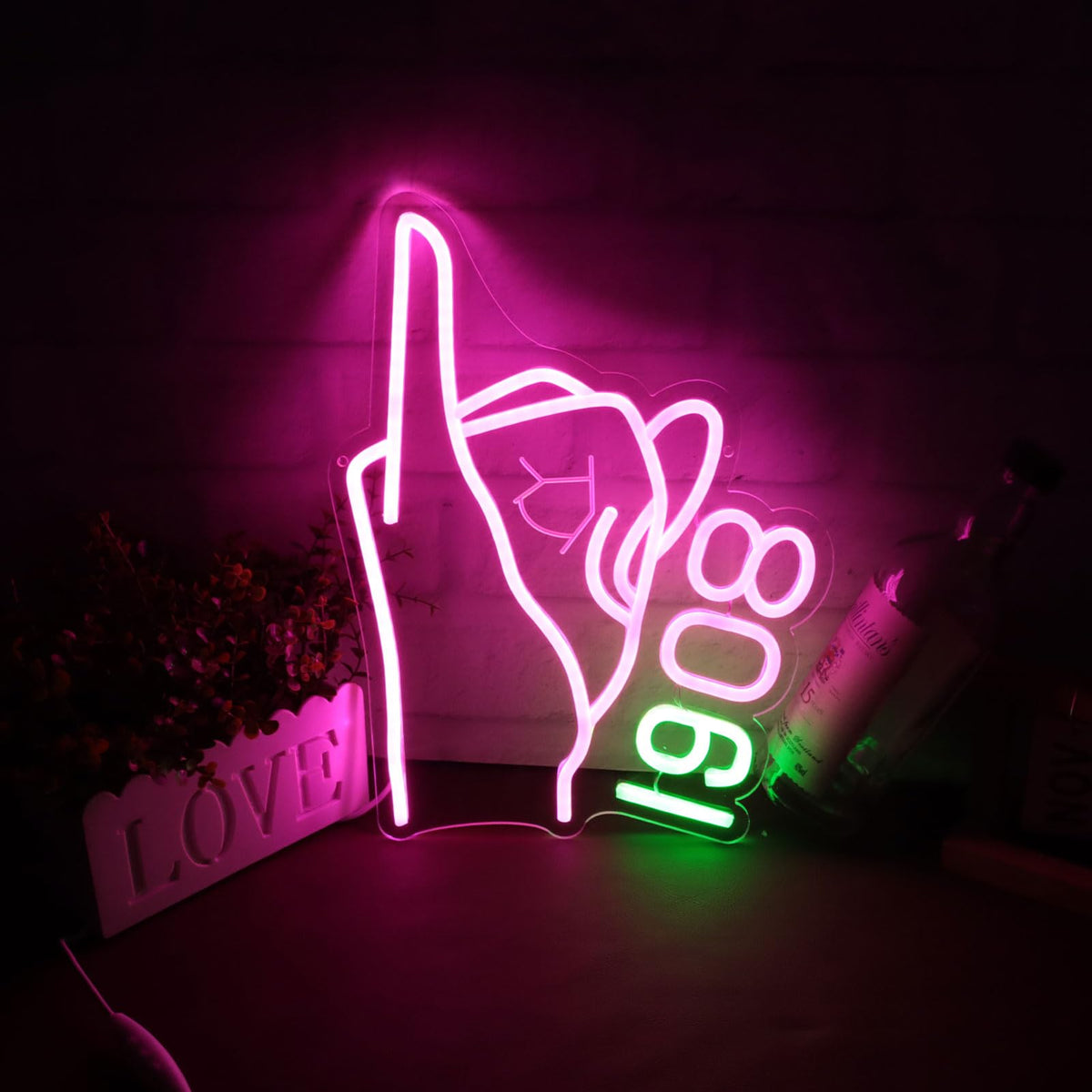 Tiabuy Aka Sorority Neon Sign bar-wall decor with pink and green glow.