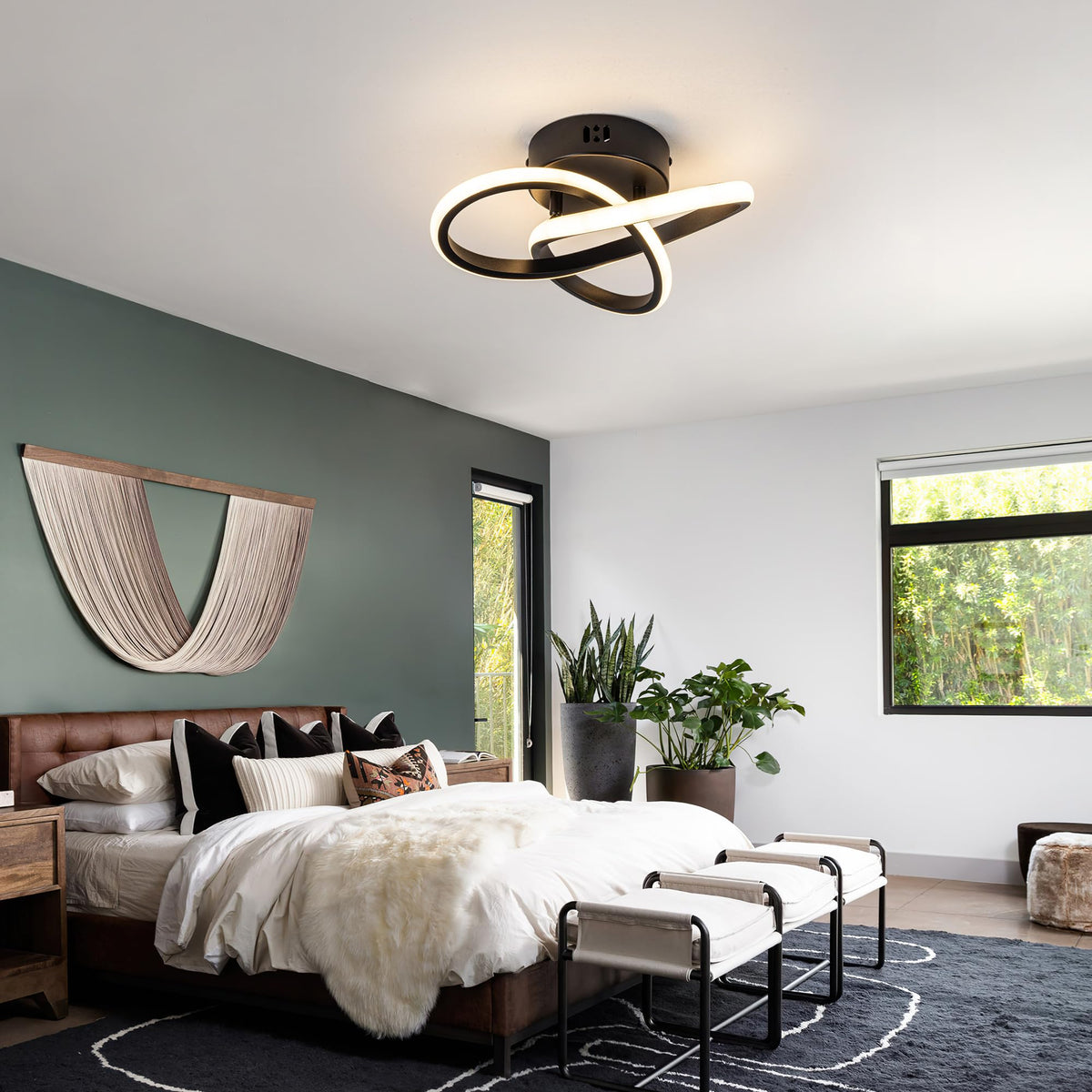 TIAZFCA remote-controlled ceiling lamp in black finish for modern interiors