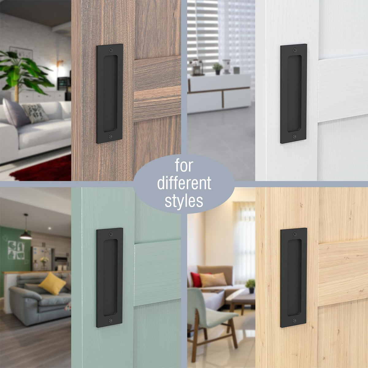 Tibres suitable for pocket, sliding, barn, and cabinet doors.