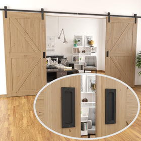 Tibres recessed finger pulls with rectangular plate for a clean look.