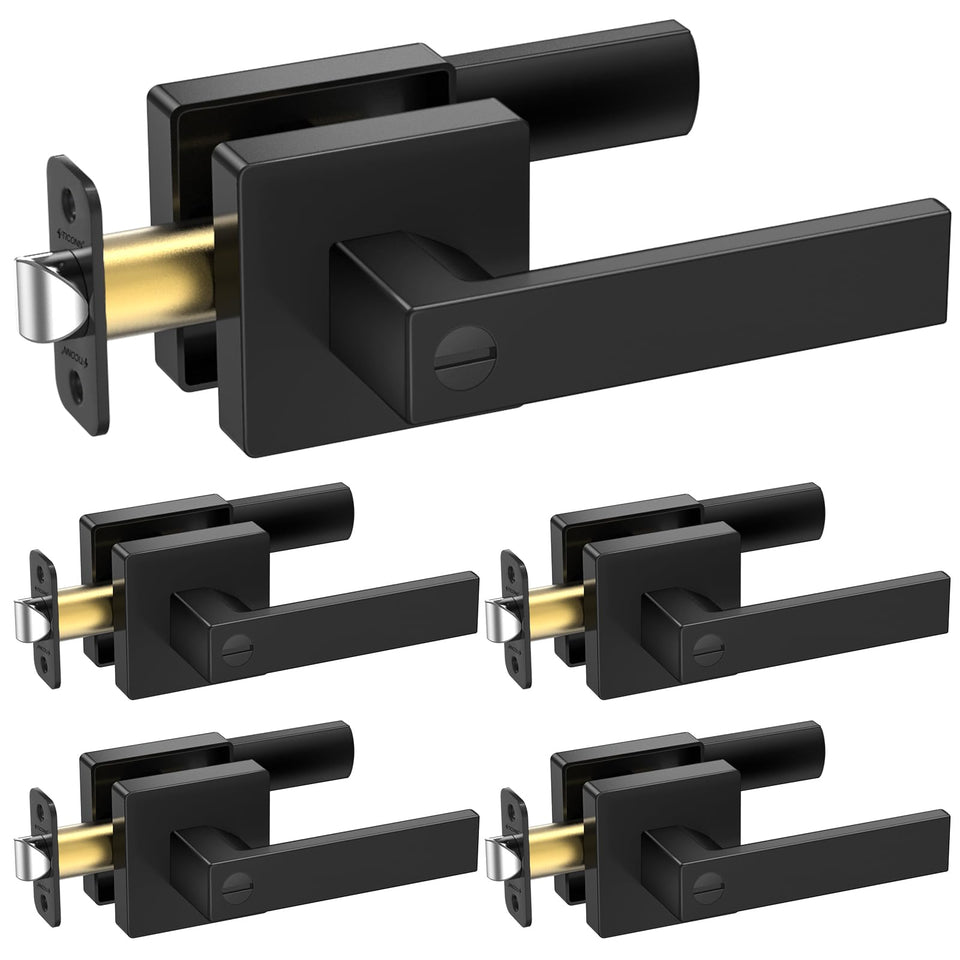 TICONN 5-pack matte black door levers for easy privacy in any room