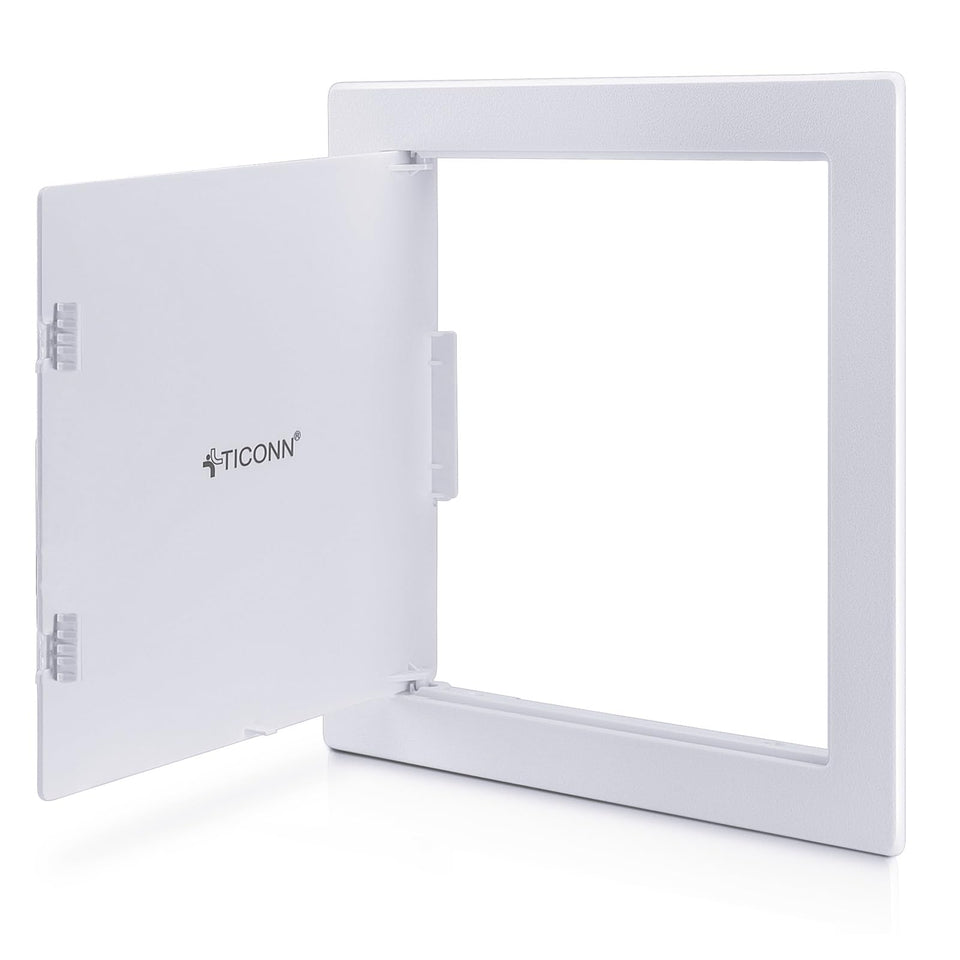 TICONN drywall access panel 12x12 front view shows a clean, flush finish for ceilings or walls