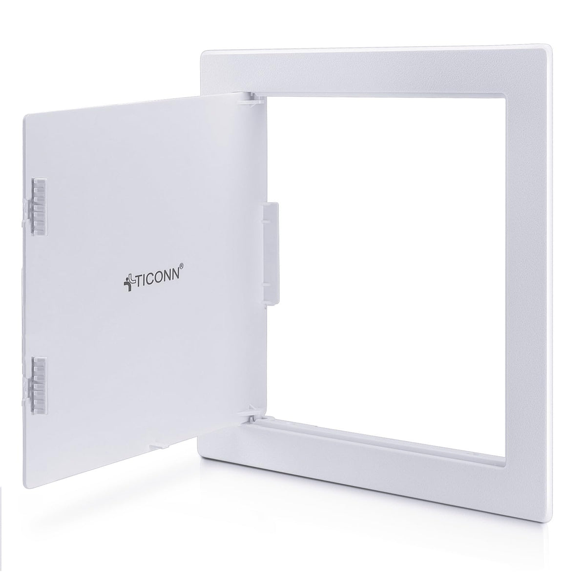 TICONN drywall access panel front view, a durable ABS cover blends with decor