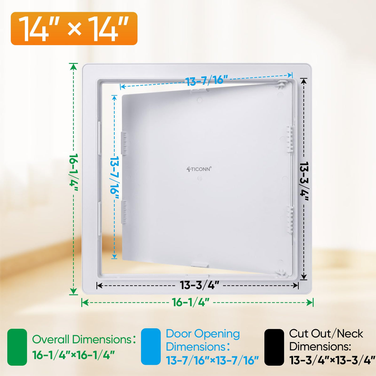 TICONN access panel notch for easy opening, discreet when closed