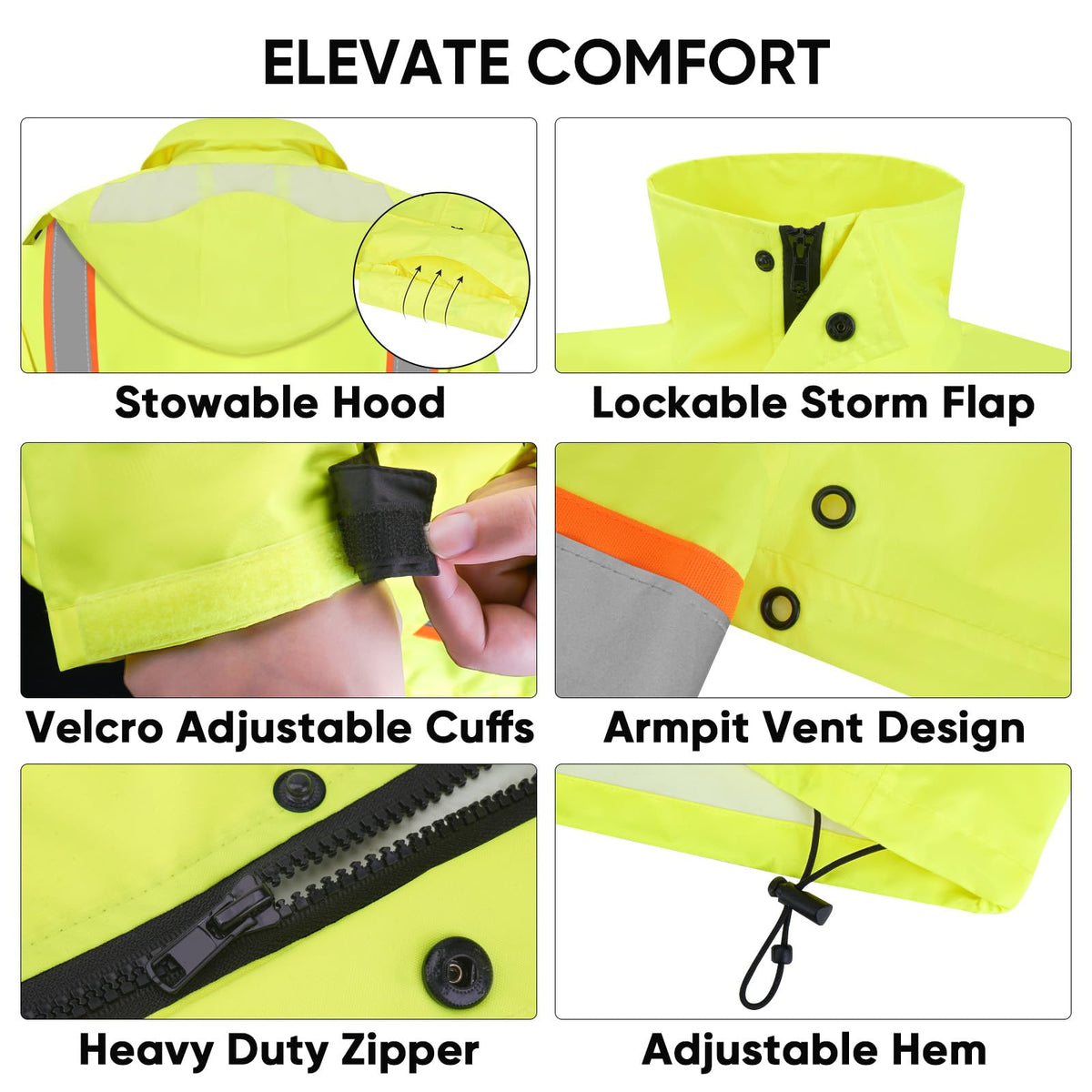 TICONN Adjustable cuffs and underarm vents for comfort
