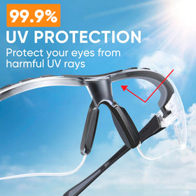 TICONN anti-fog gray lenses reduce glare in bright outdoor light.