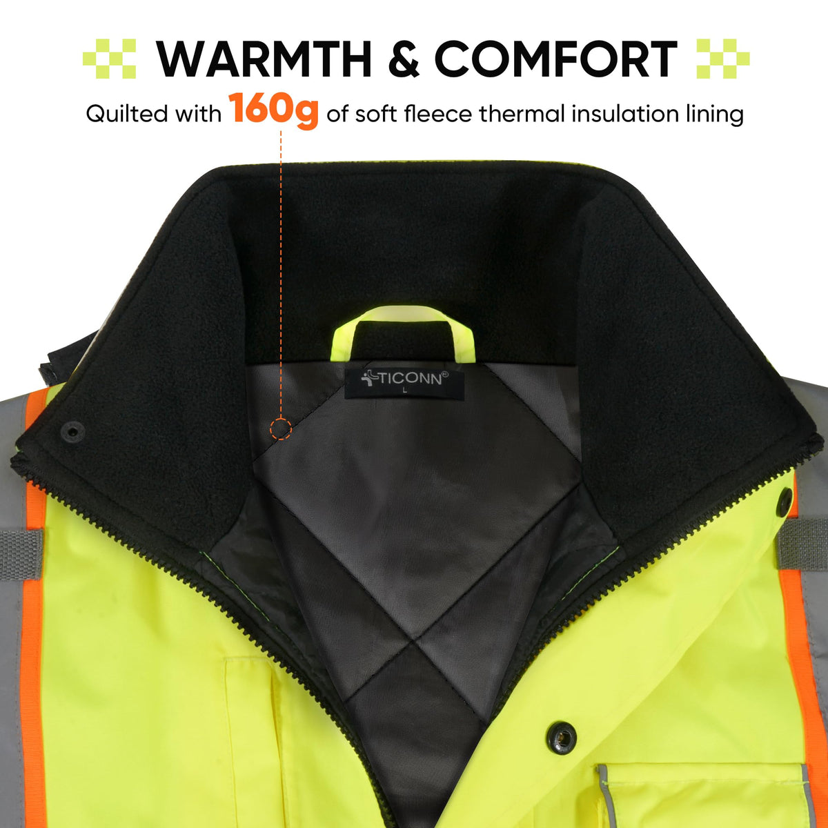 TICONN kangaroo pocket front with zip keeps essentials secure on site.