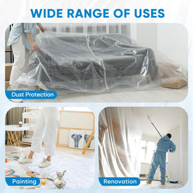 TICONN dust protection drop cloth shields furniture from debris.