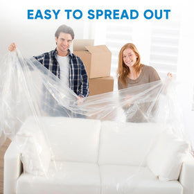 TICONN floor protection plastic sheet catches spills and drips.