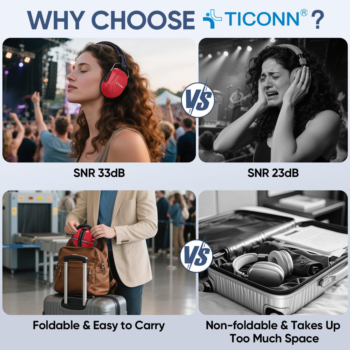 TICONN foldable ear protection for easy portability