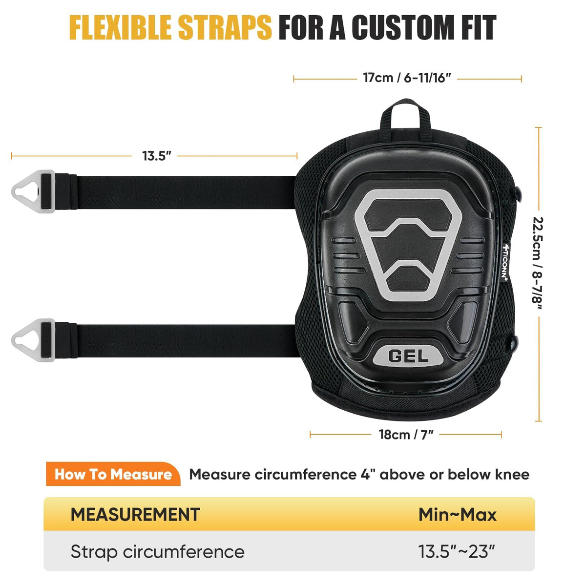 TICONN Gel Knee Pads breathable mesh keeps knees cool.