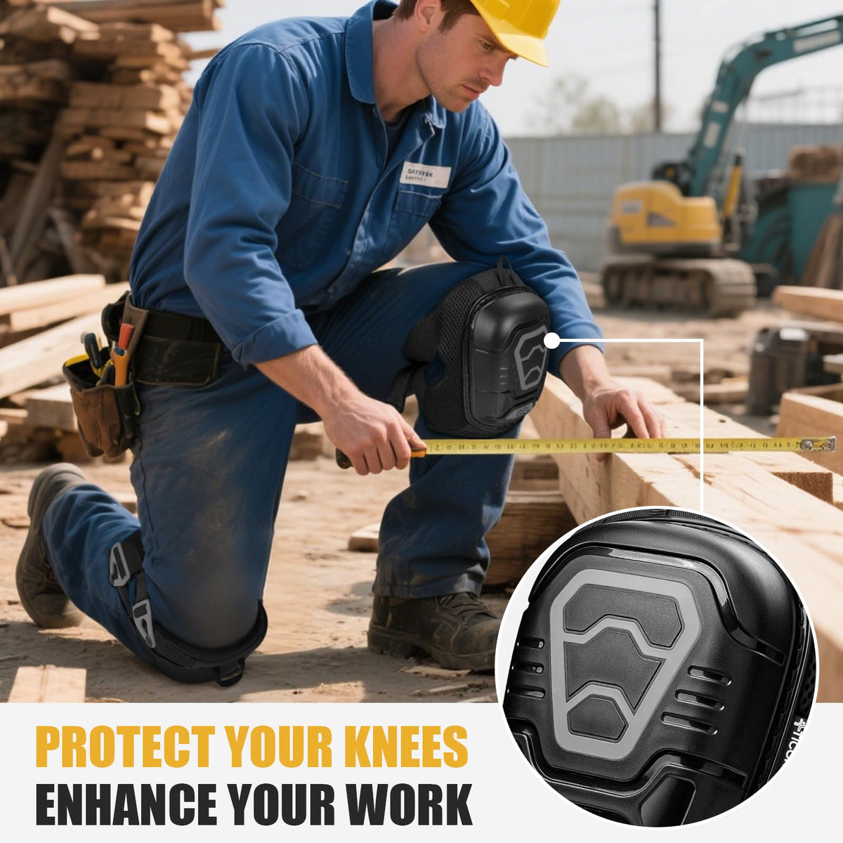 TICONN Gel Knee Pads high-density foam absorbs impact during long tasks.