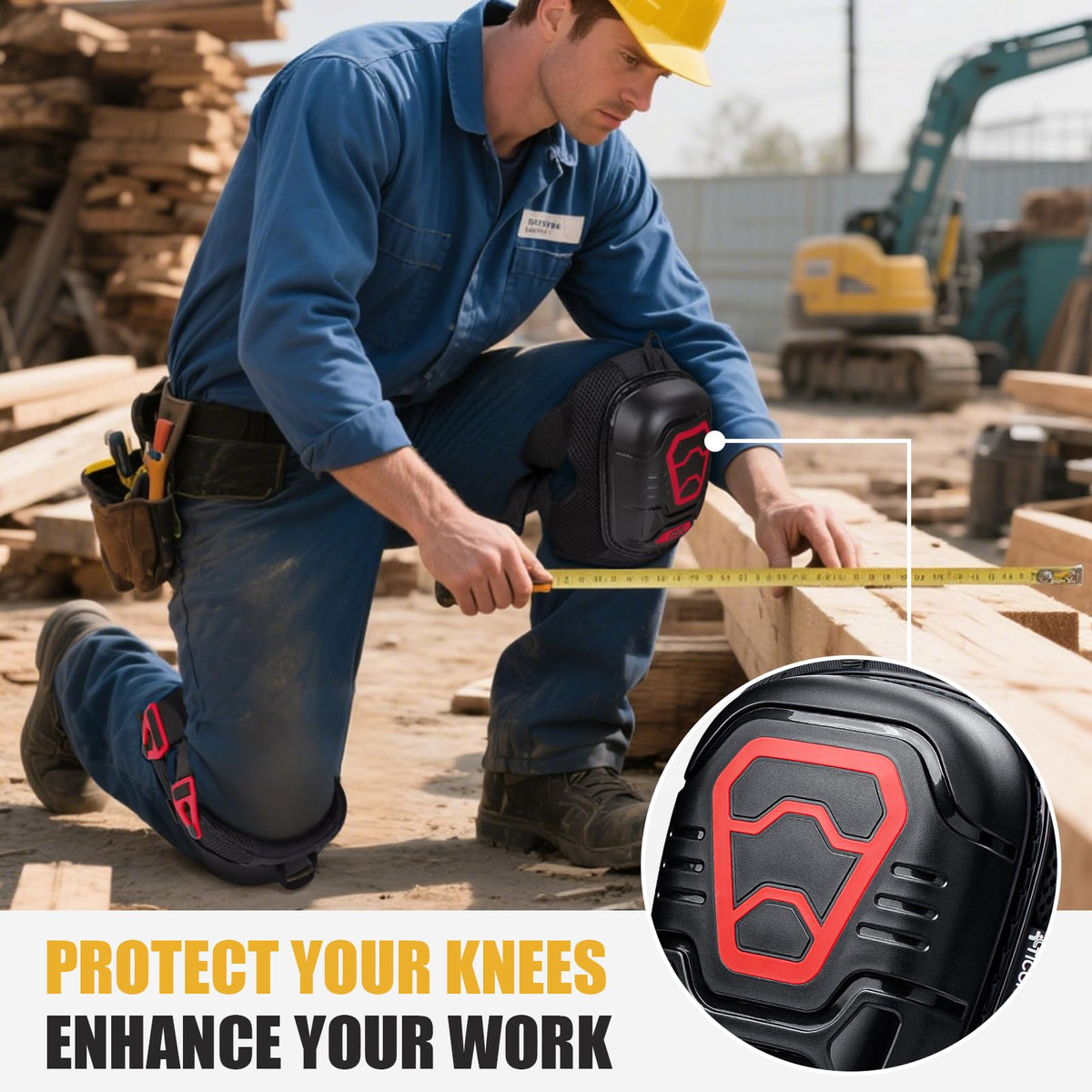 TICONN Gel Knee Pads in-use for flooring, gardening, and construction tasks