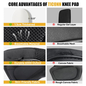 TICONN Gel Knee Pads slip-resistant-shell keeps you stable on slick surfaces