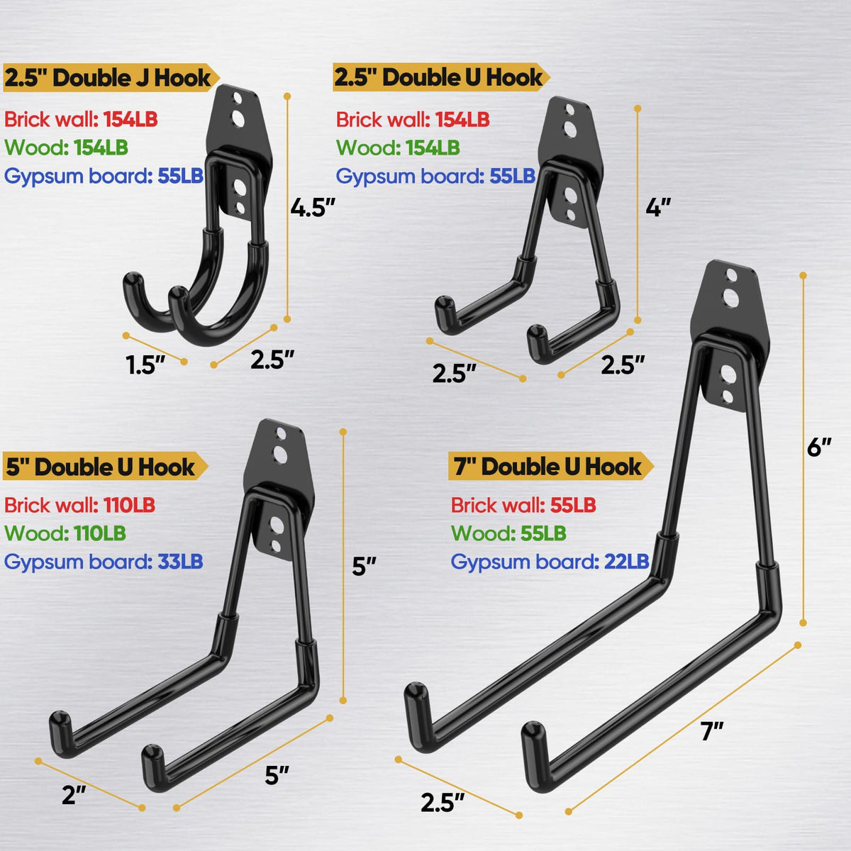 TICONN heavy-duty garage hooks small U2.5 for compact storage items.