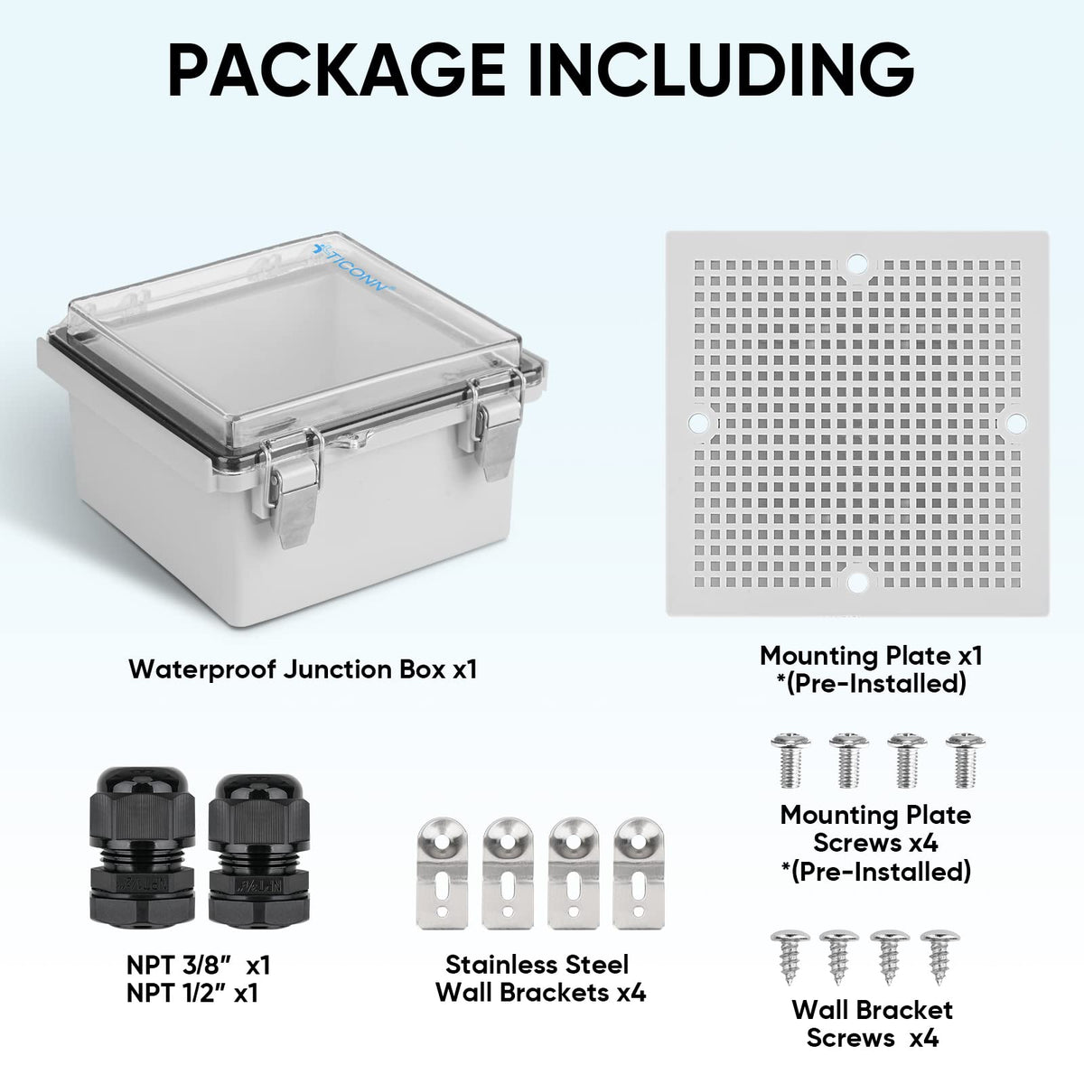 TICONN IP67 junction box side view highlighting compact profile
