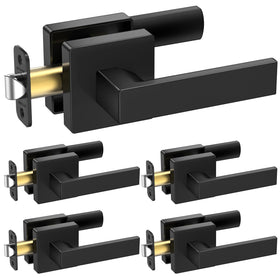 TICONN matte black interior door handle close-up, adds modern aesthetic to any room.