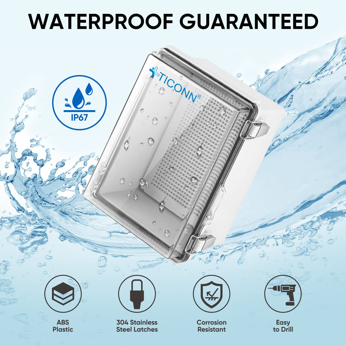 TICONN outdoor box with hinged cover for easy access and protection