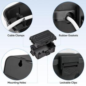 TICONN outdoor box large black PP body built for weather resistance