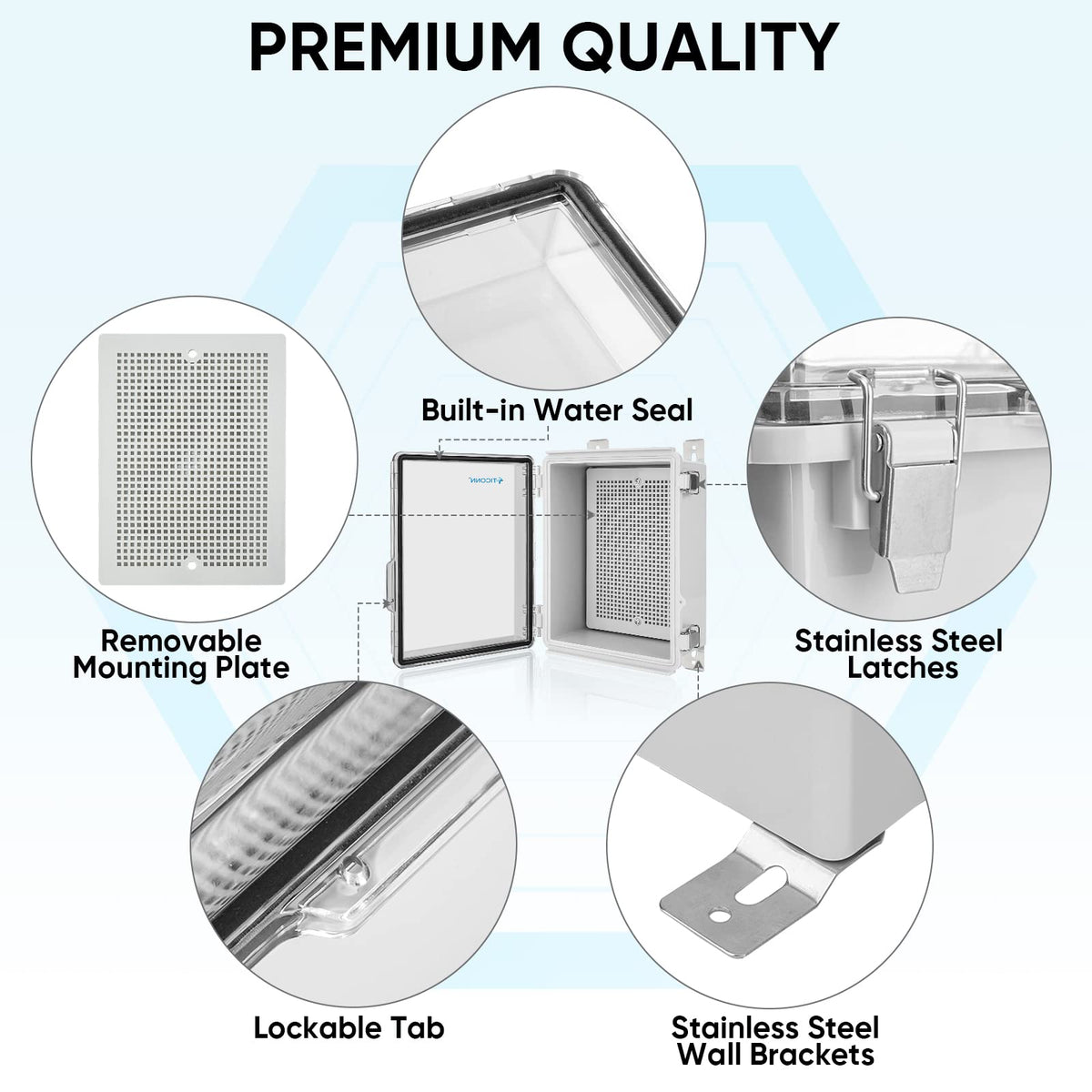 TICONN mounting plate included for easy wall installation