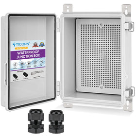 TICONN outdoor box with hinged cover protects electrical components from rain