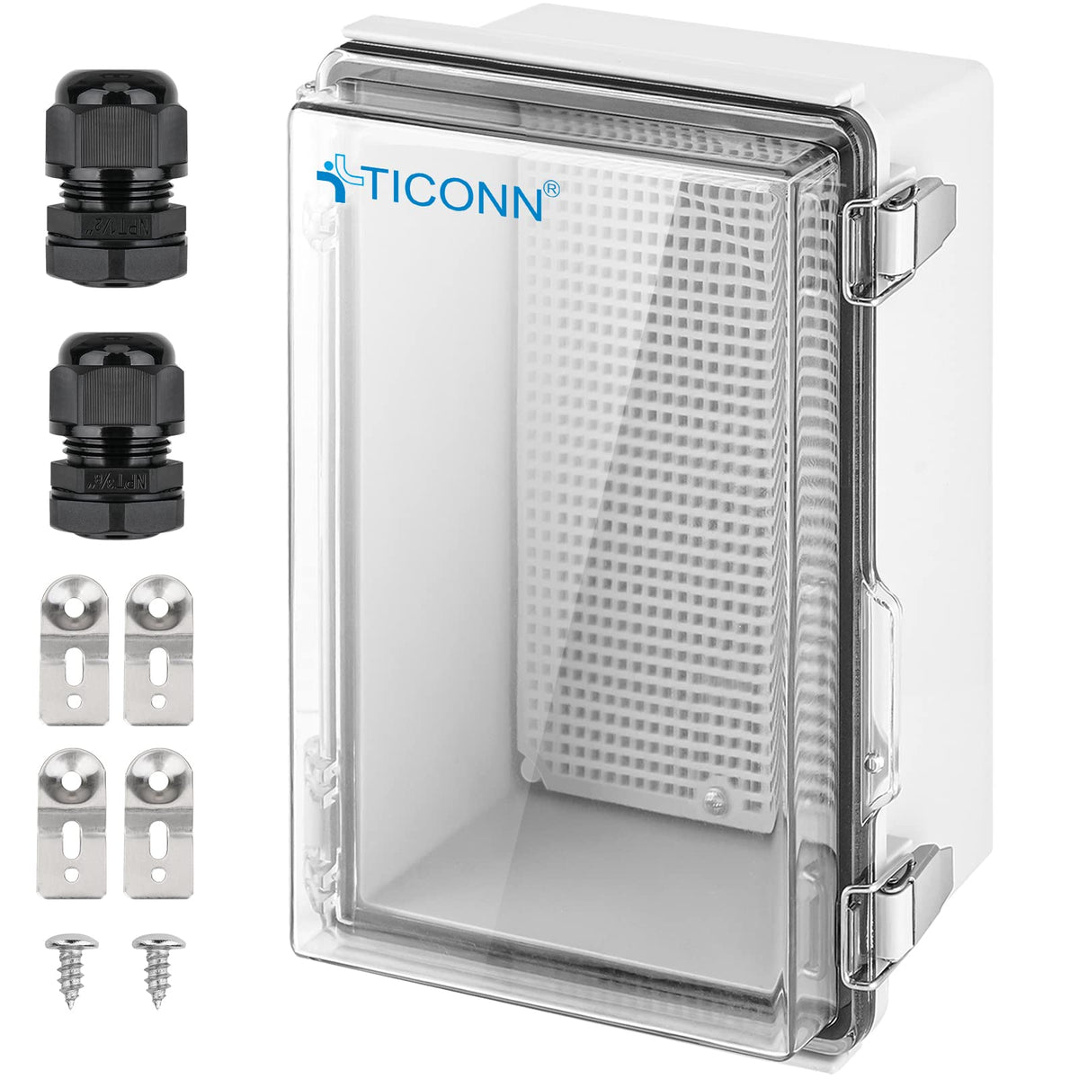 TICONN outdoor IP67 waterproof box with hinged cover for irrigation and outdoor wiring