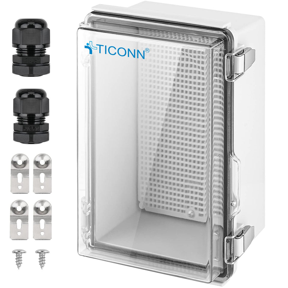 TICONN outdoor IP67 waterproof box with hinged cover for irrigation and outdoor wiring