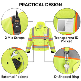 TICONN Rain jacket with weatherproof zipper and rain flap