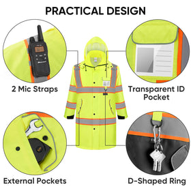 TICONN rain coat zipper with rain flap for added water protection.
