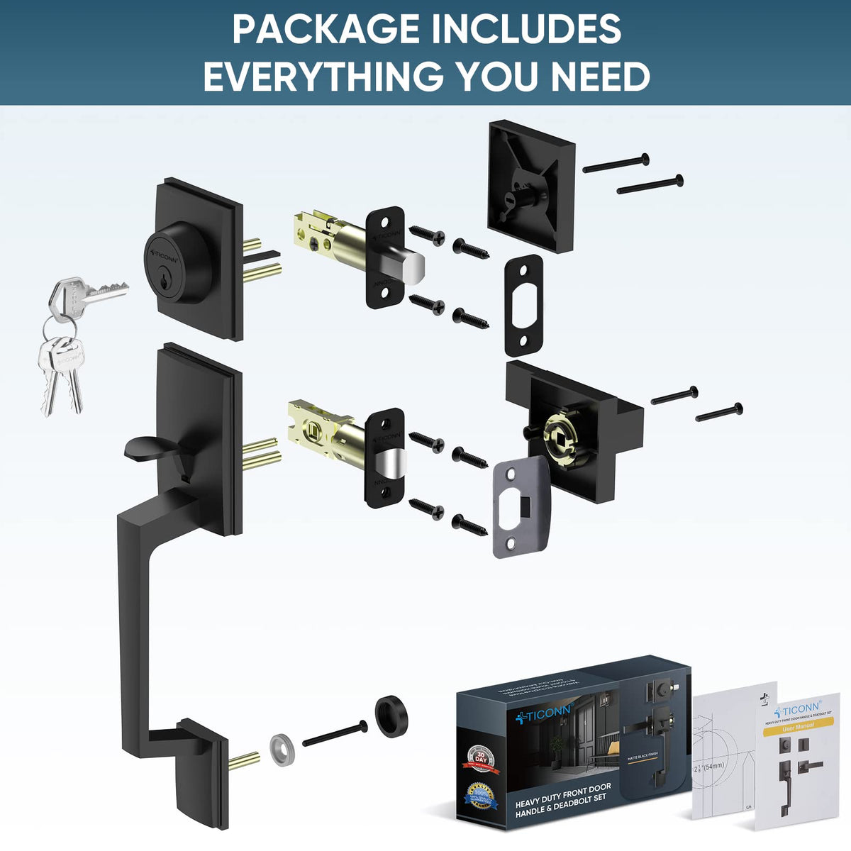 TICONN reversible door handle installation for flexible left/right-handed doors.