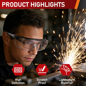 TICONN safety glasses with adjustable arms offer a comfortable, secure fit.