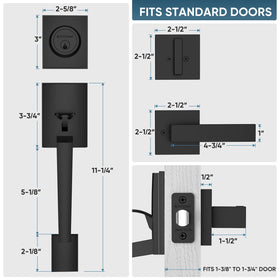 TICONN square lever door hardware in matte black to match modern doors.