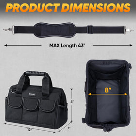 TICONN tool bag external side pockets for quick access to small hardware