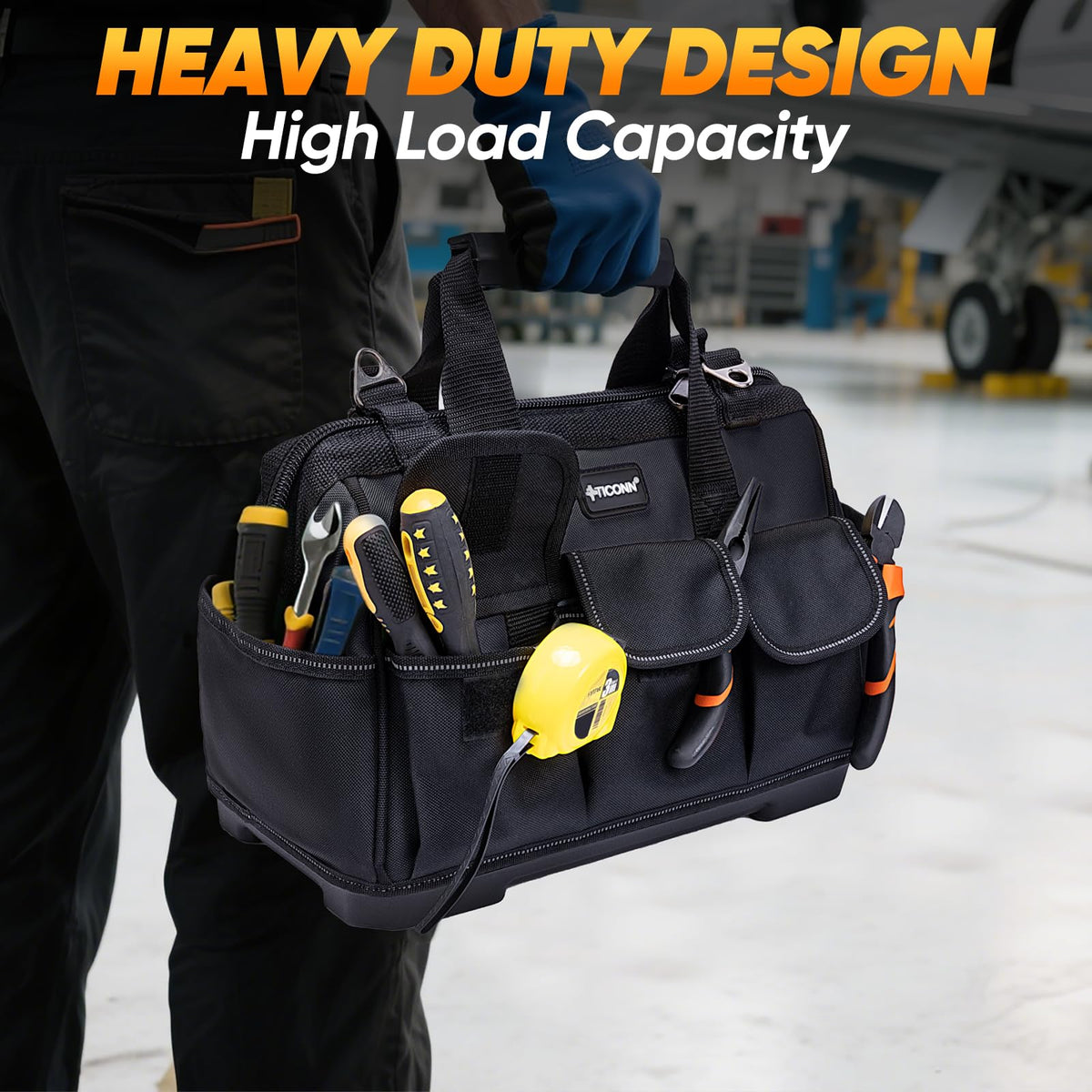 TICONN bag provides organized storage for on-site efficiency.