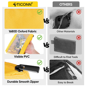 TICONN tool pouch fabric resists water for dry tools after rain