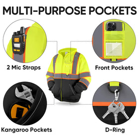 TICONN transparent card pocket on chest for easy ID access.
