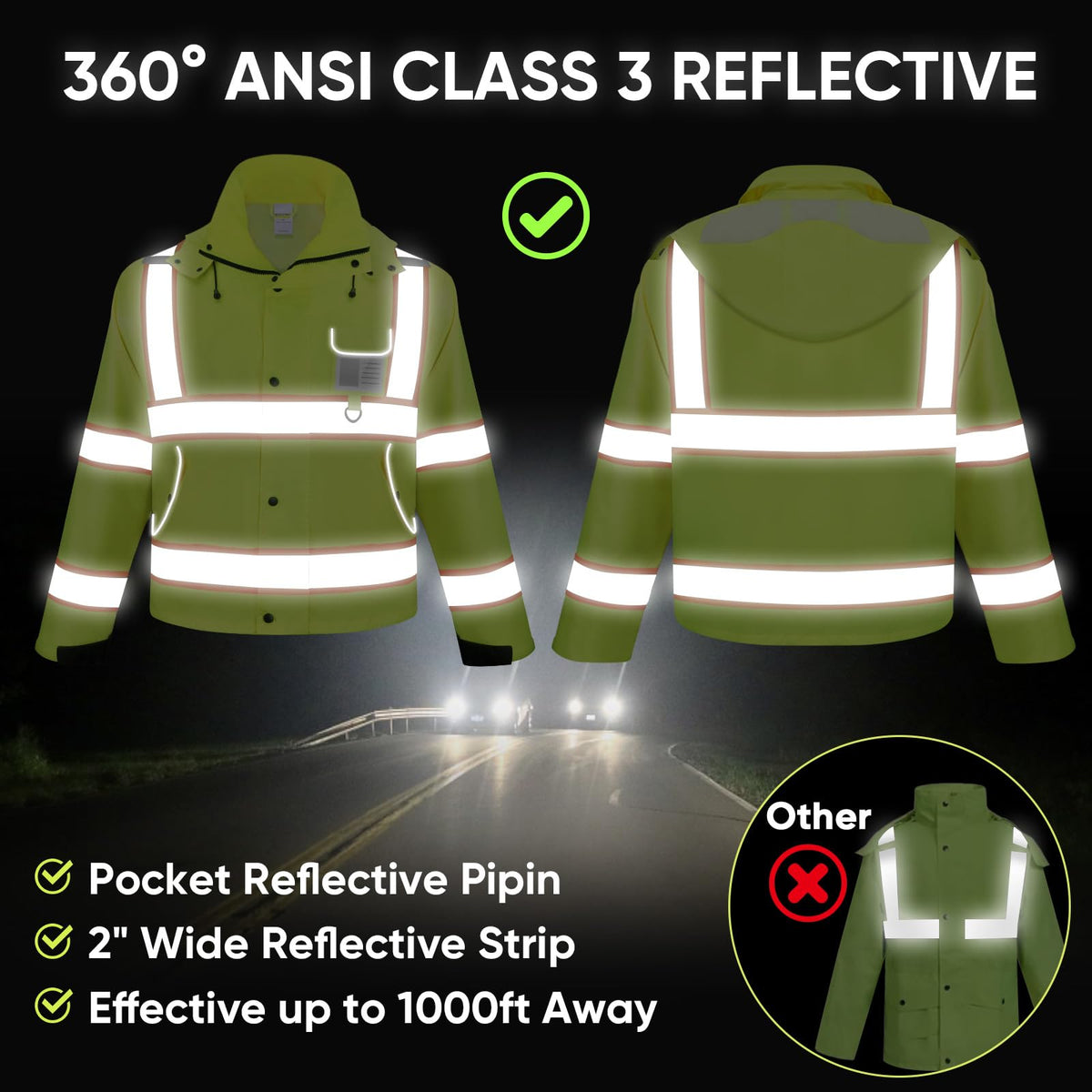 TICONN Waterproof jacket with two large pockets for tools