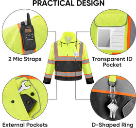 Waterproof zipper with rain flap on TICONN rain jacket protects against wind.