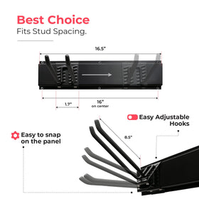 TIDYME 80-inch length with precise dimensions mounted on wall.