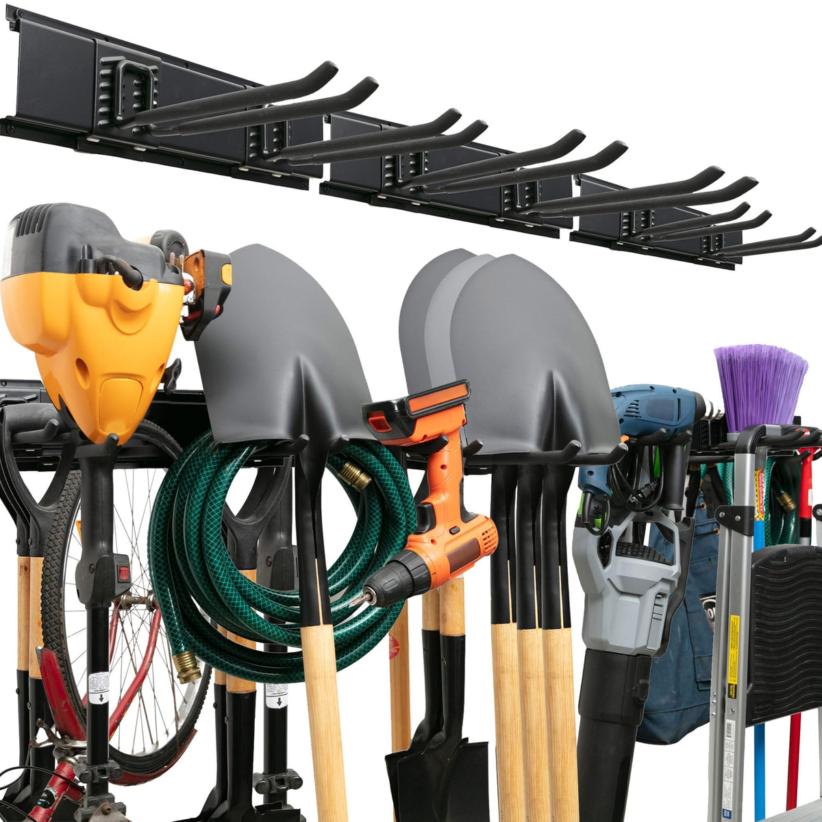 TIDYME garage tool organizer wall mount with 48-inch rack for heavy tools