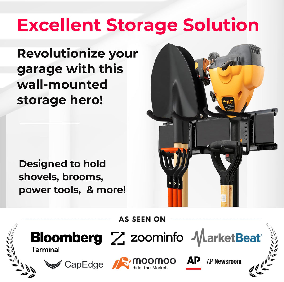 TIDYME carbon steel rack supports up to 400 lbs for heavy tools.