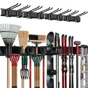TIDYME garage wall organizer with double-layer hooks for space-saving storage.